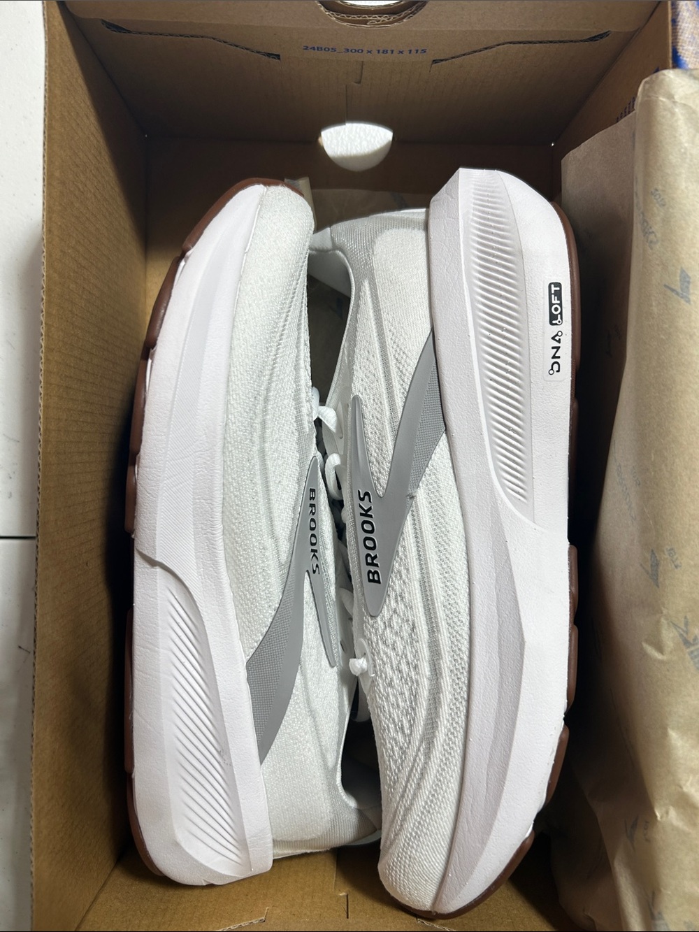 Brooks White and Gray Women's  Running Shoes with Brown Outsole